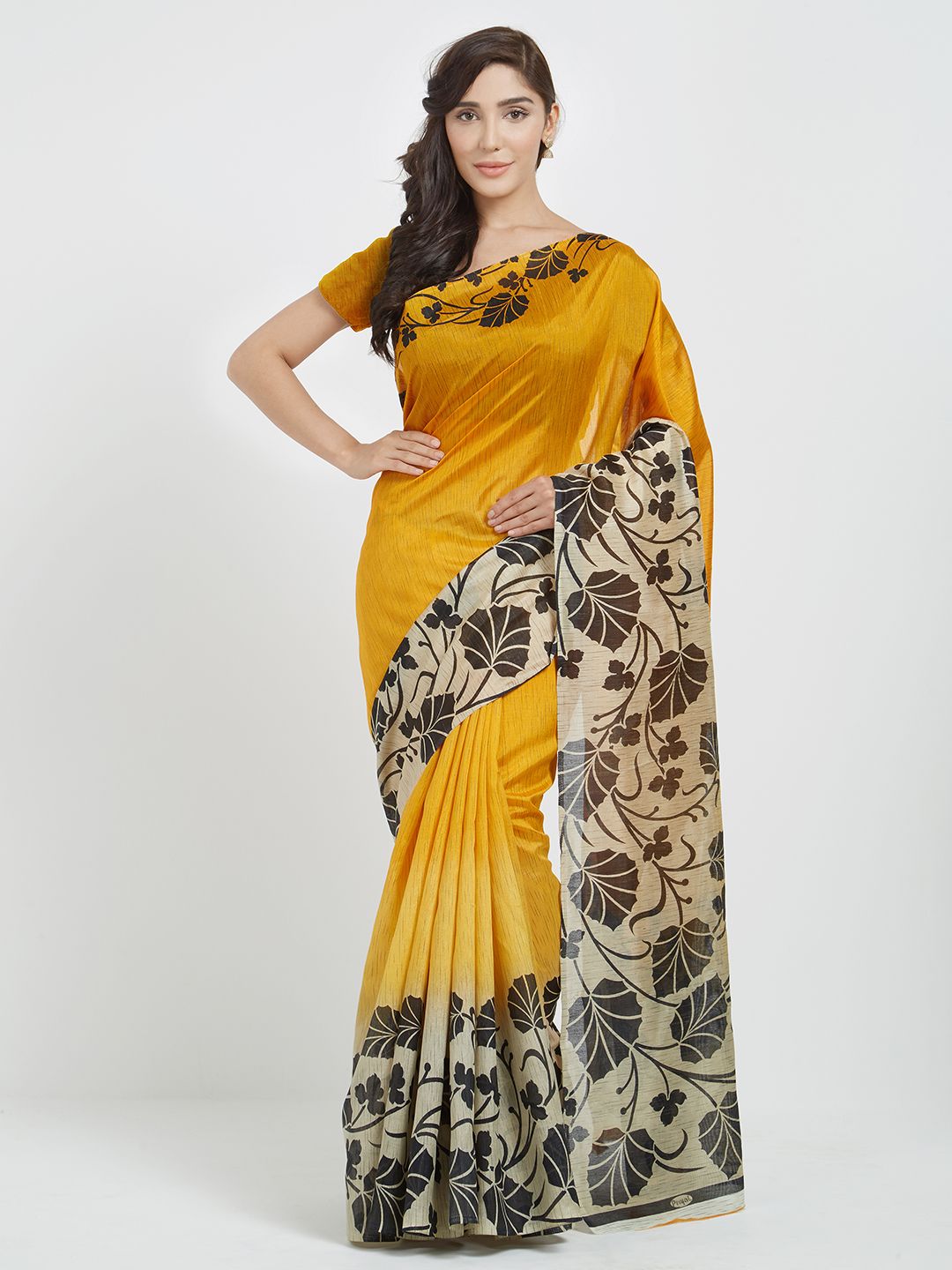 Florence Yellow Solid Art Silk Saree