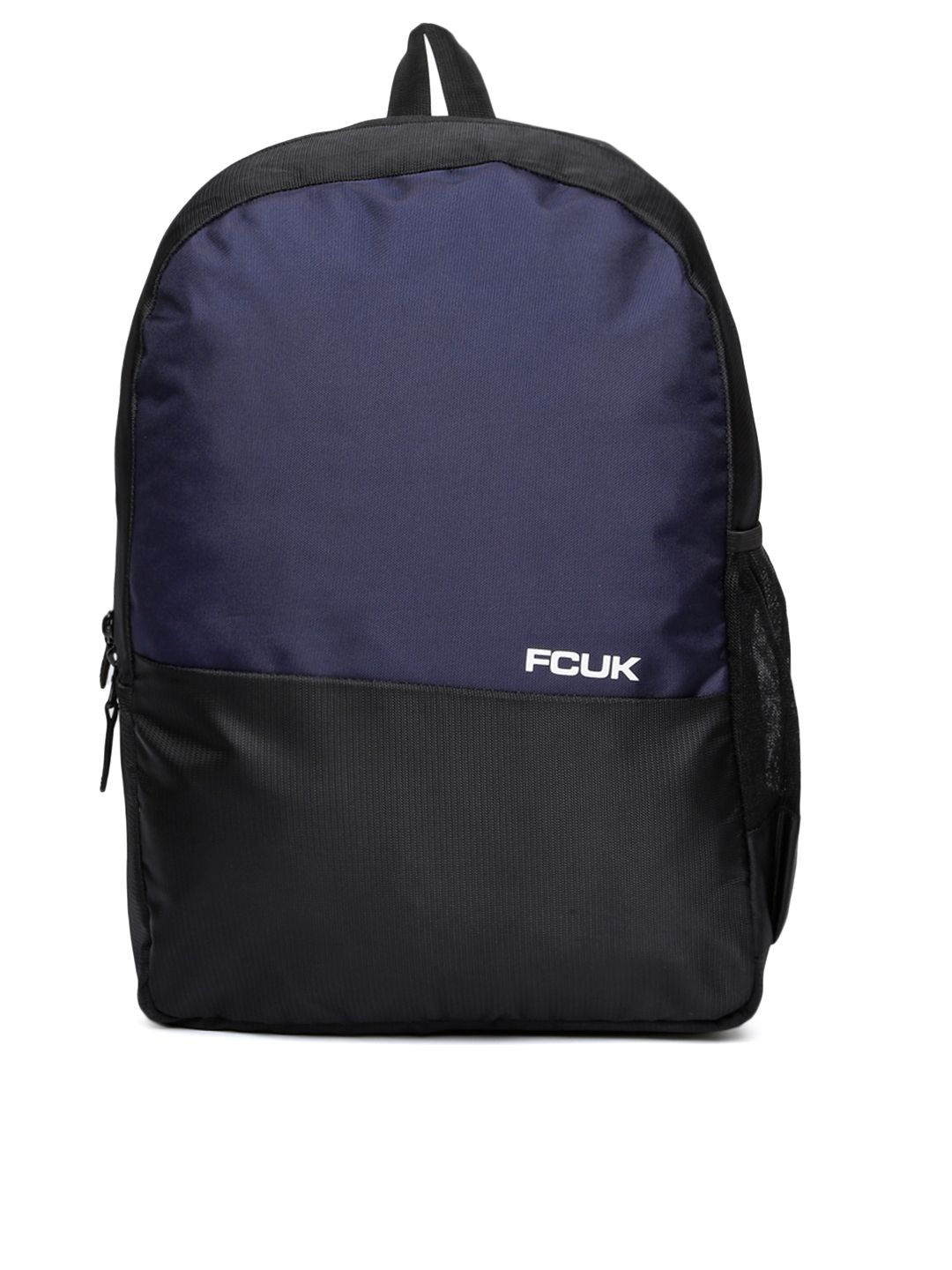 French Connection Unisex Navy Blue & Black Colourblocked Laptop Backpack