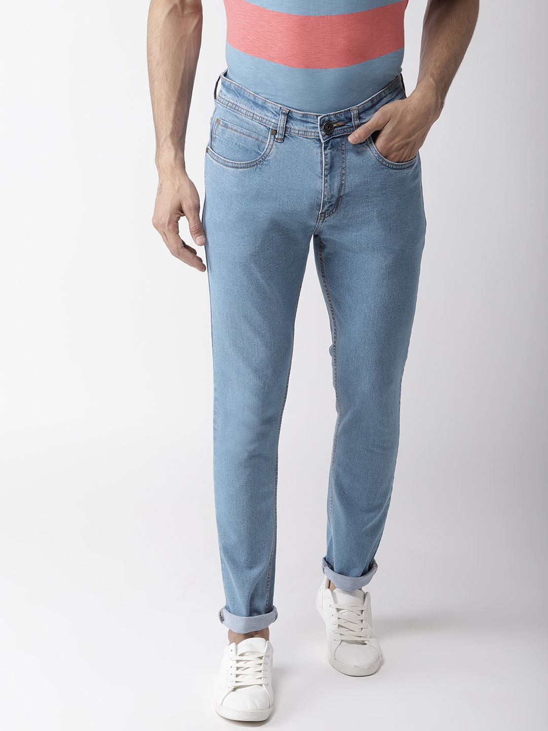 Mast & Harbour Men Blue Skinny Fit Mid-Rise Clean Look Stretchable Jeans