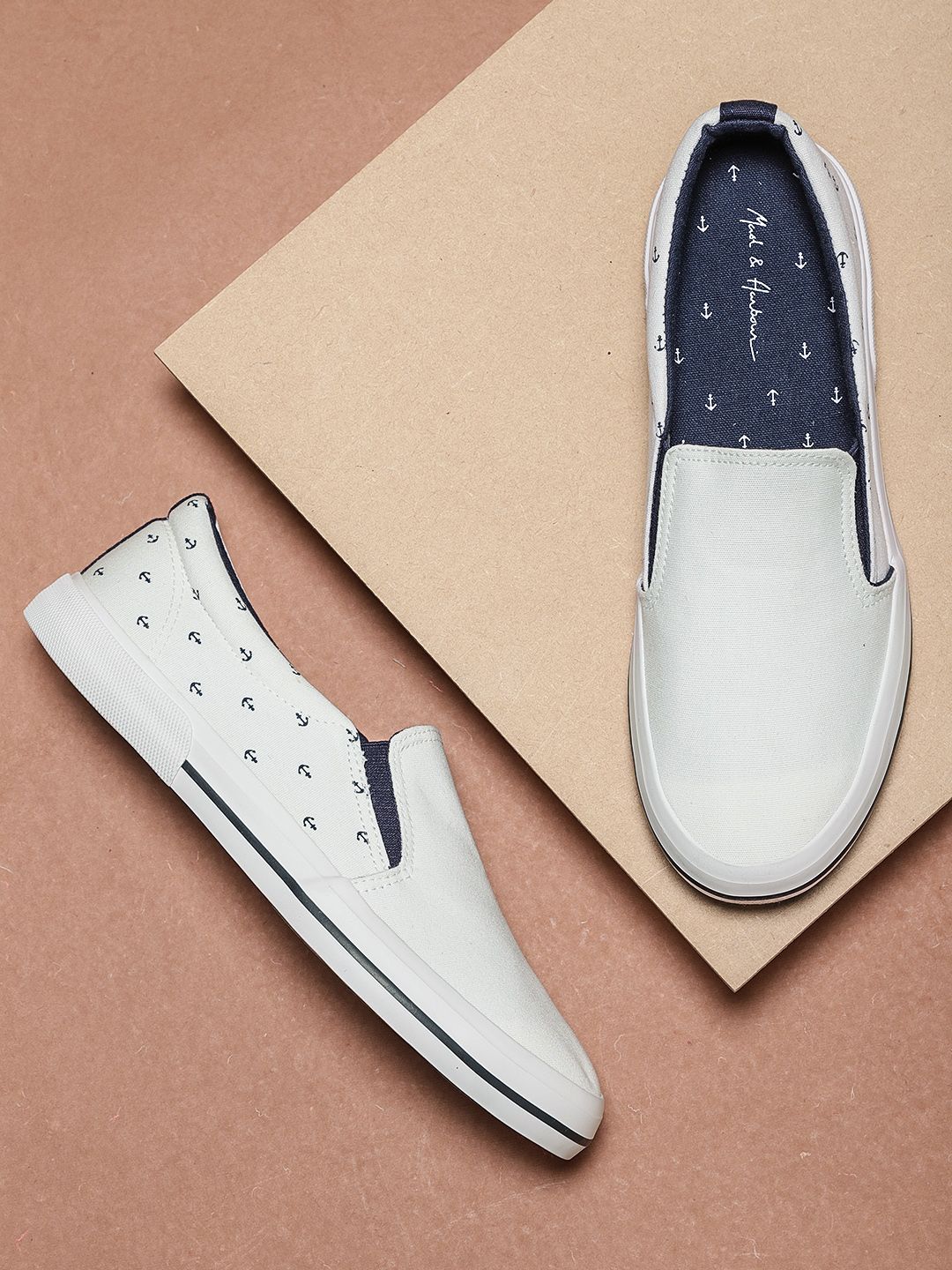 Mast & Harbour Men White Slip-On Sneakers