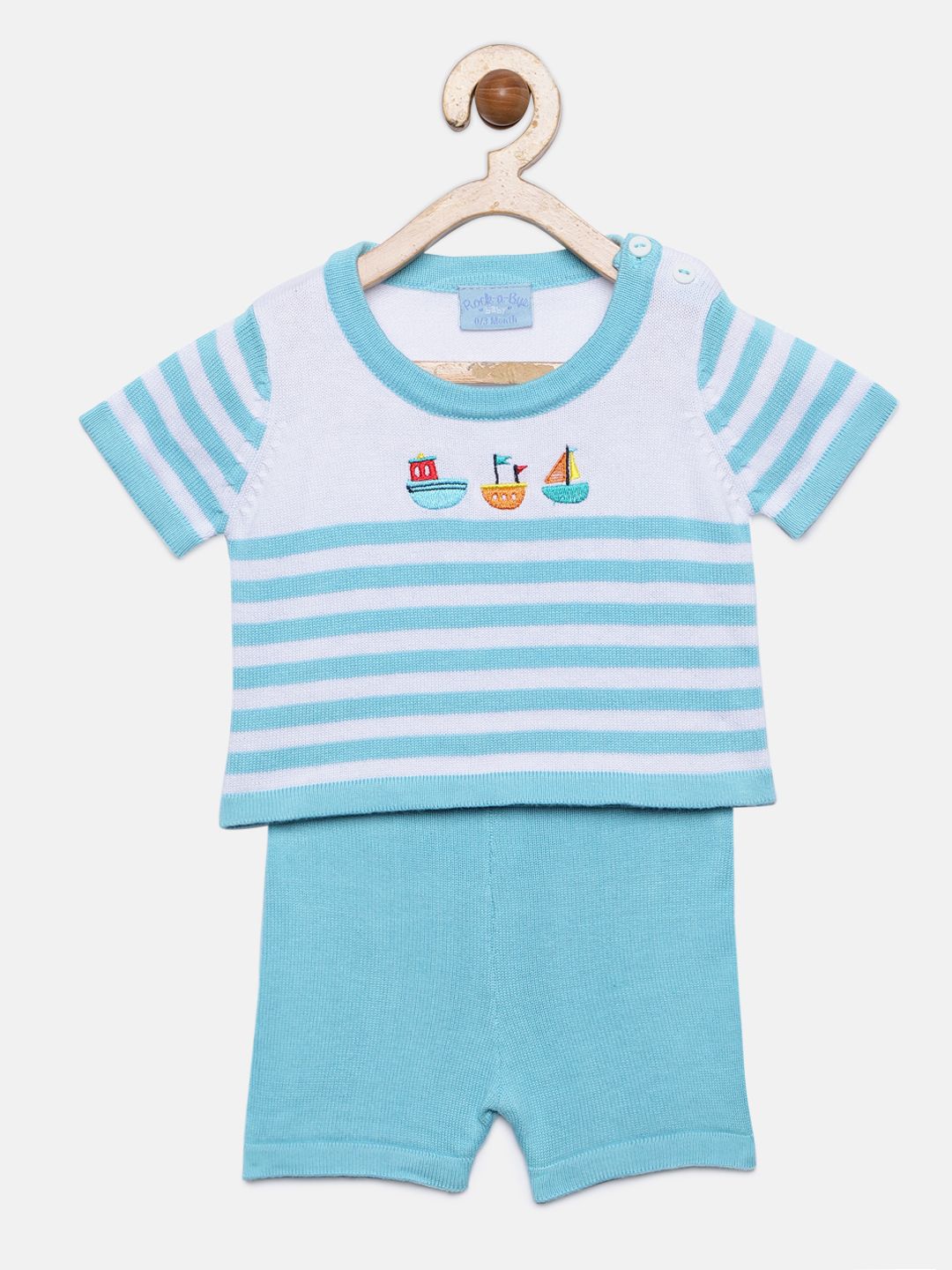 Rock-a-Bye Baby Boys Blue & White Striped T-shirt with Shorts