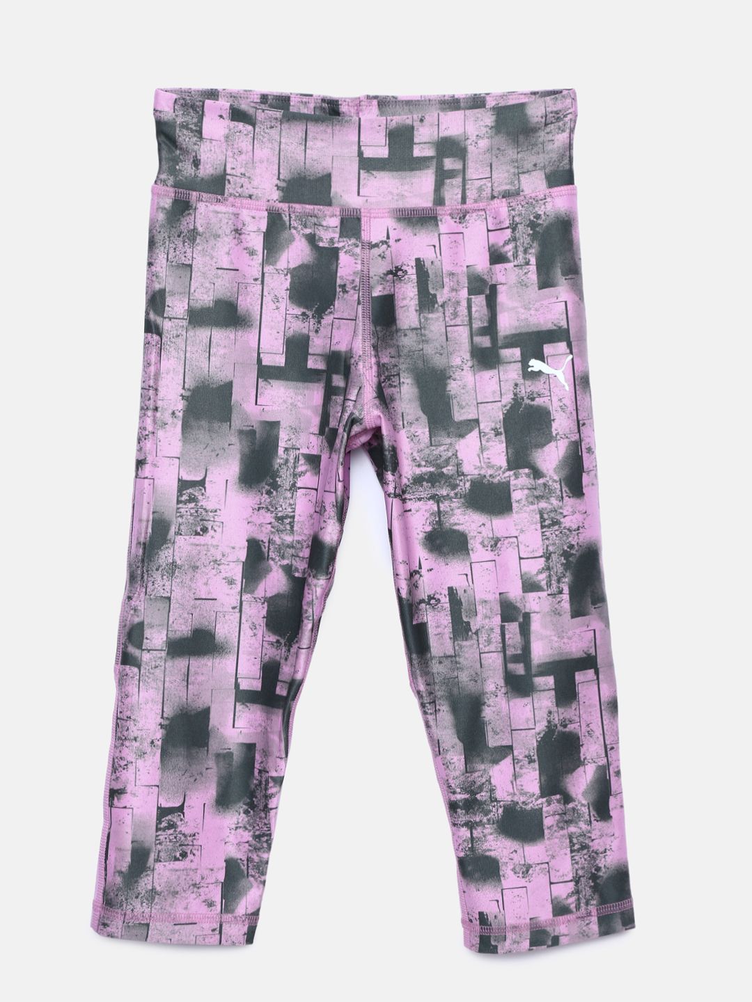 Puma Girls Pink & Grey Printed Explosive 3/4th AOP Leggings