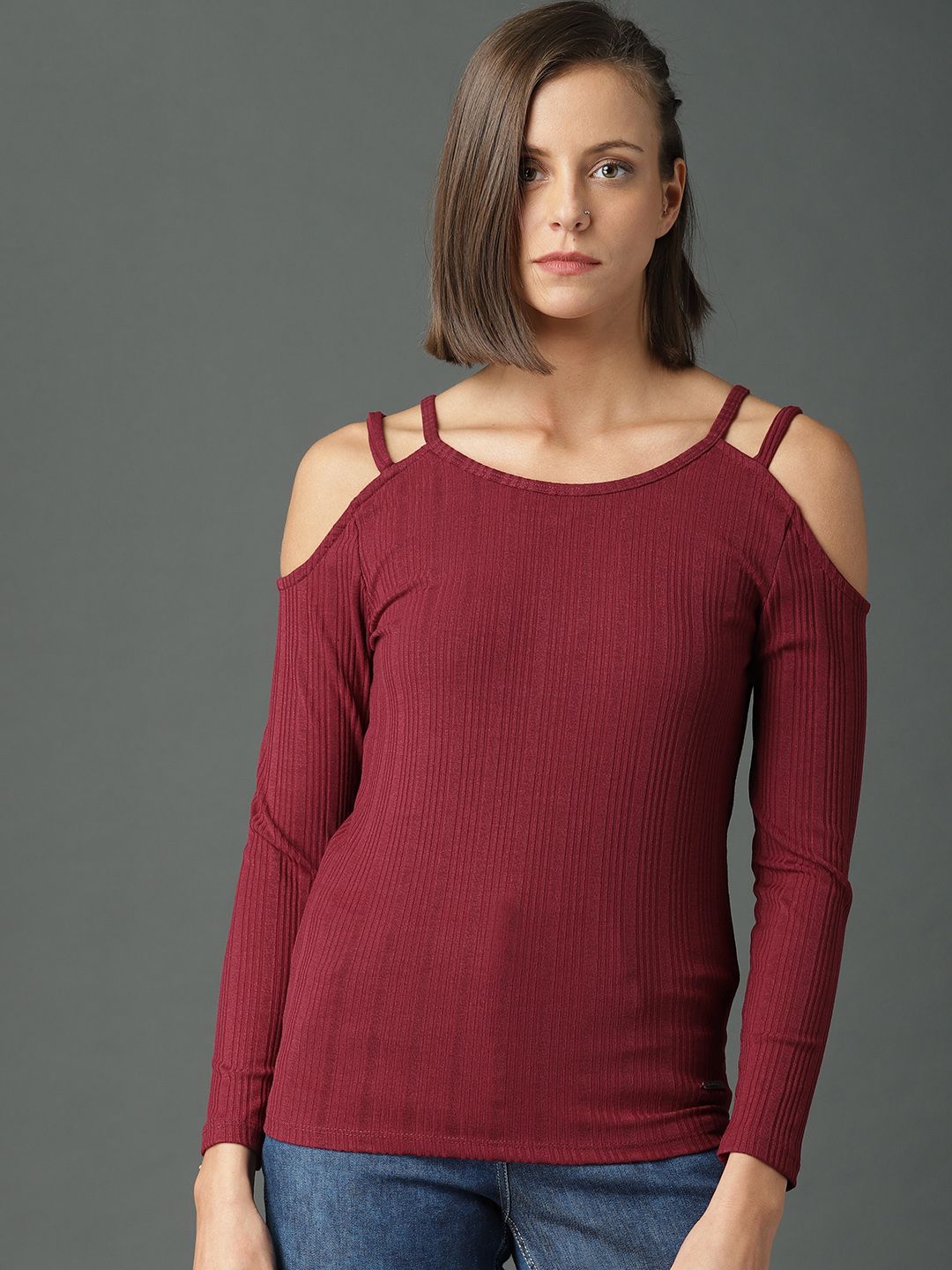 Roadster Women Maroon Solid Top