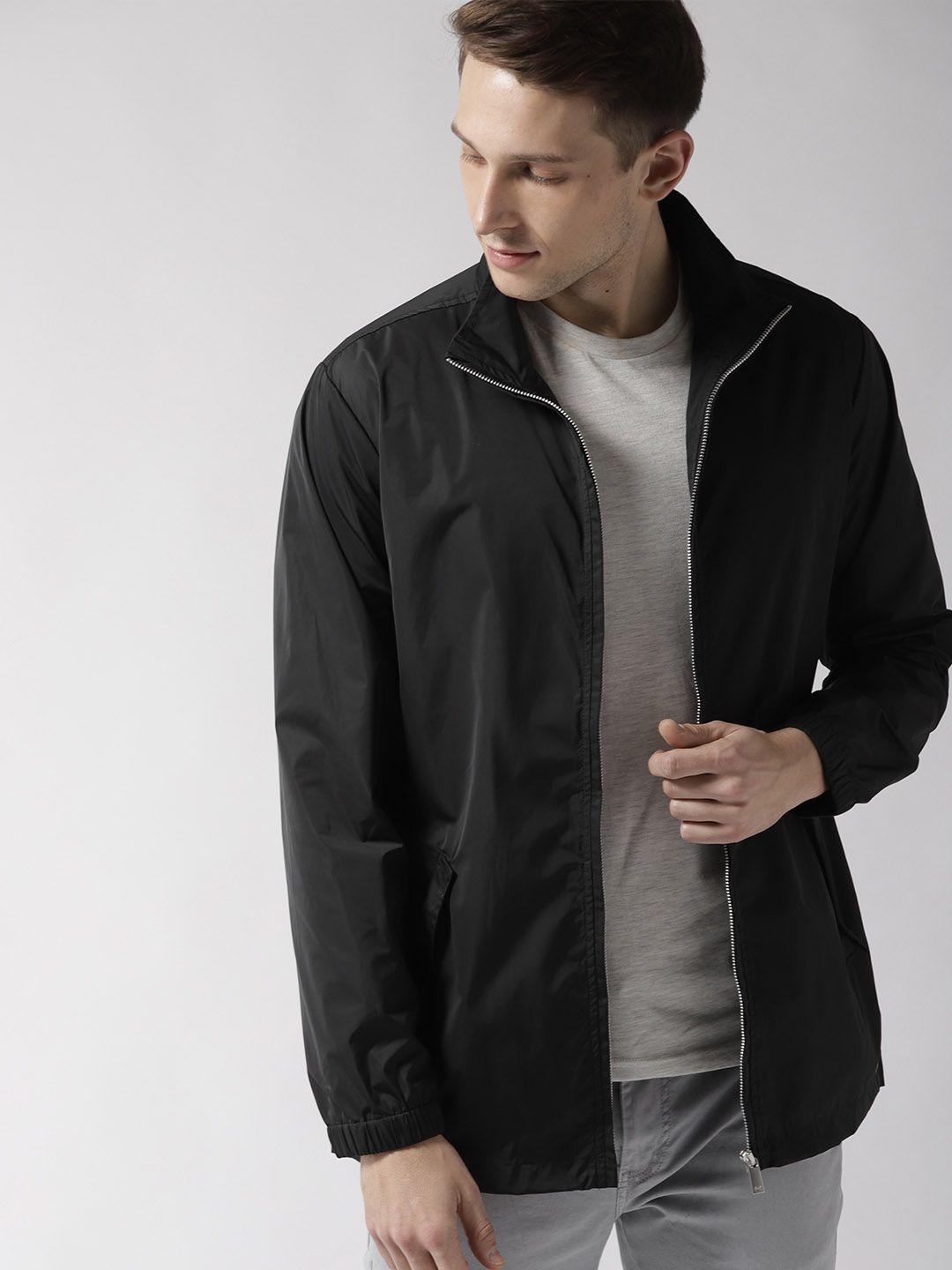 Mast & Harbour Men Black Solid Tailored Jacket