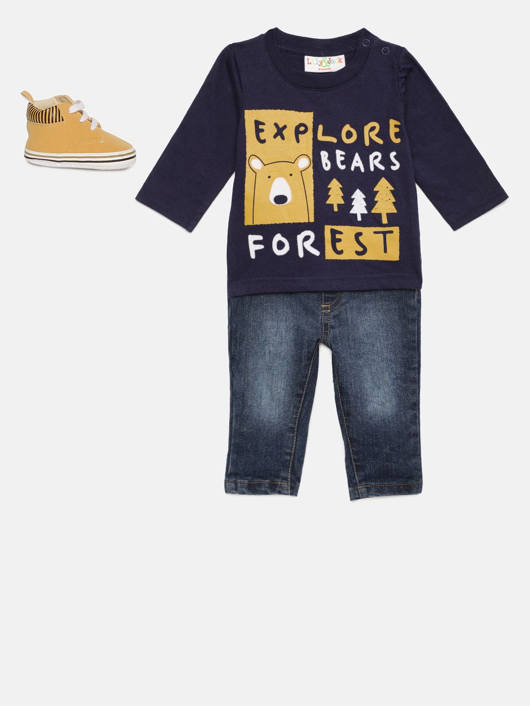 Lily & Jack Boys Navy Blue & Mustard Clothing Set