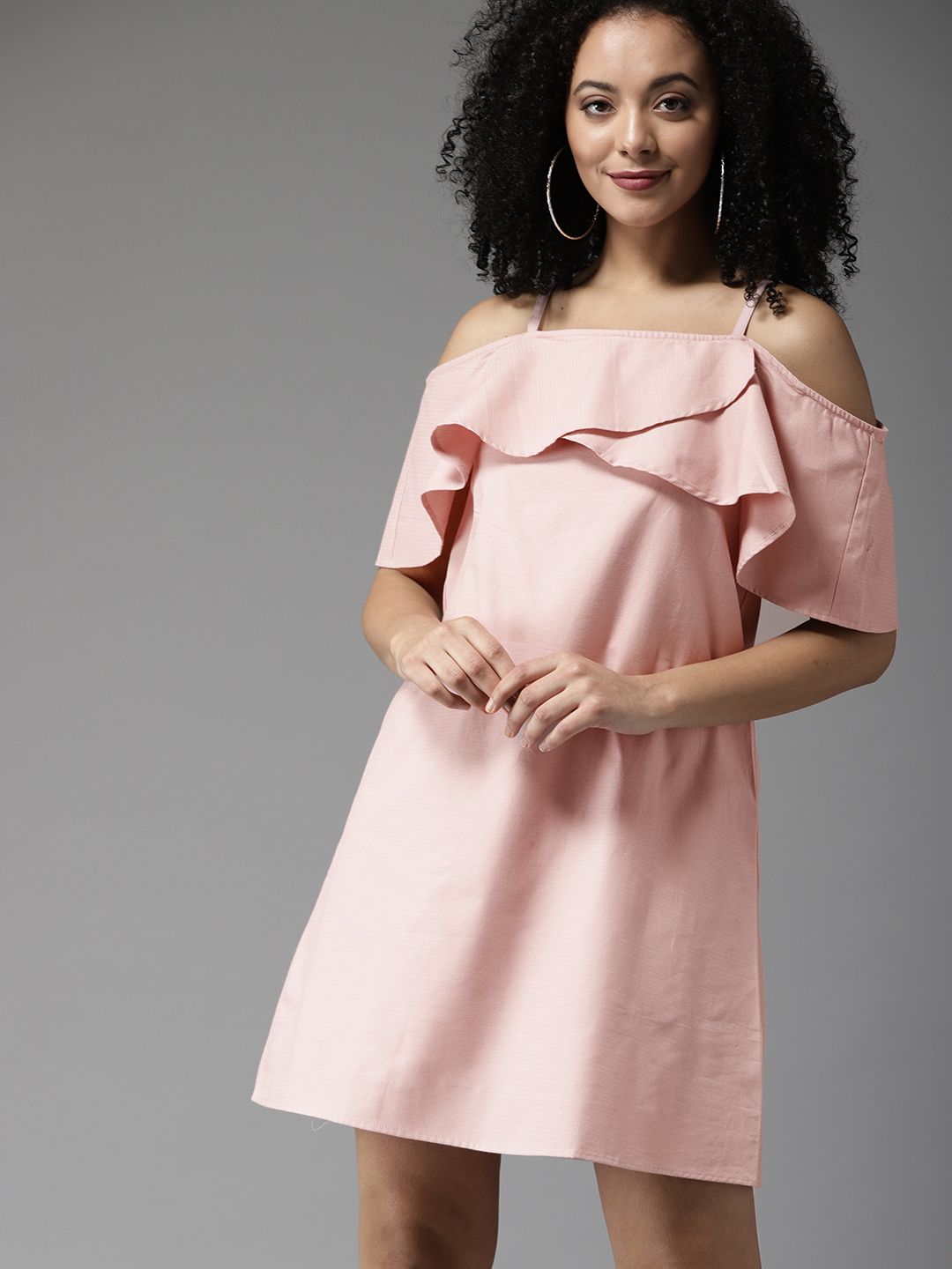 HERE&NOW Women Pink Solid A-Line Dress