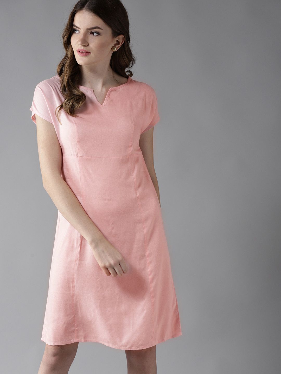 HERE&NOW Women Pink Solid Empire Dress