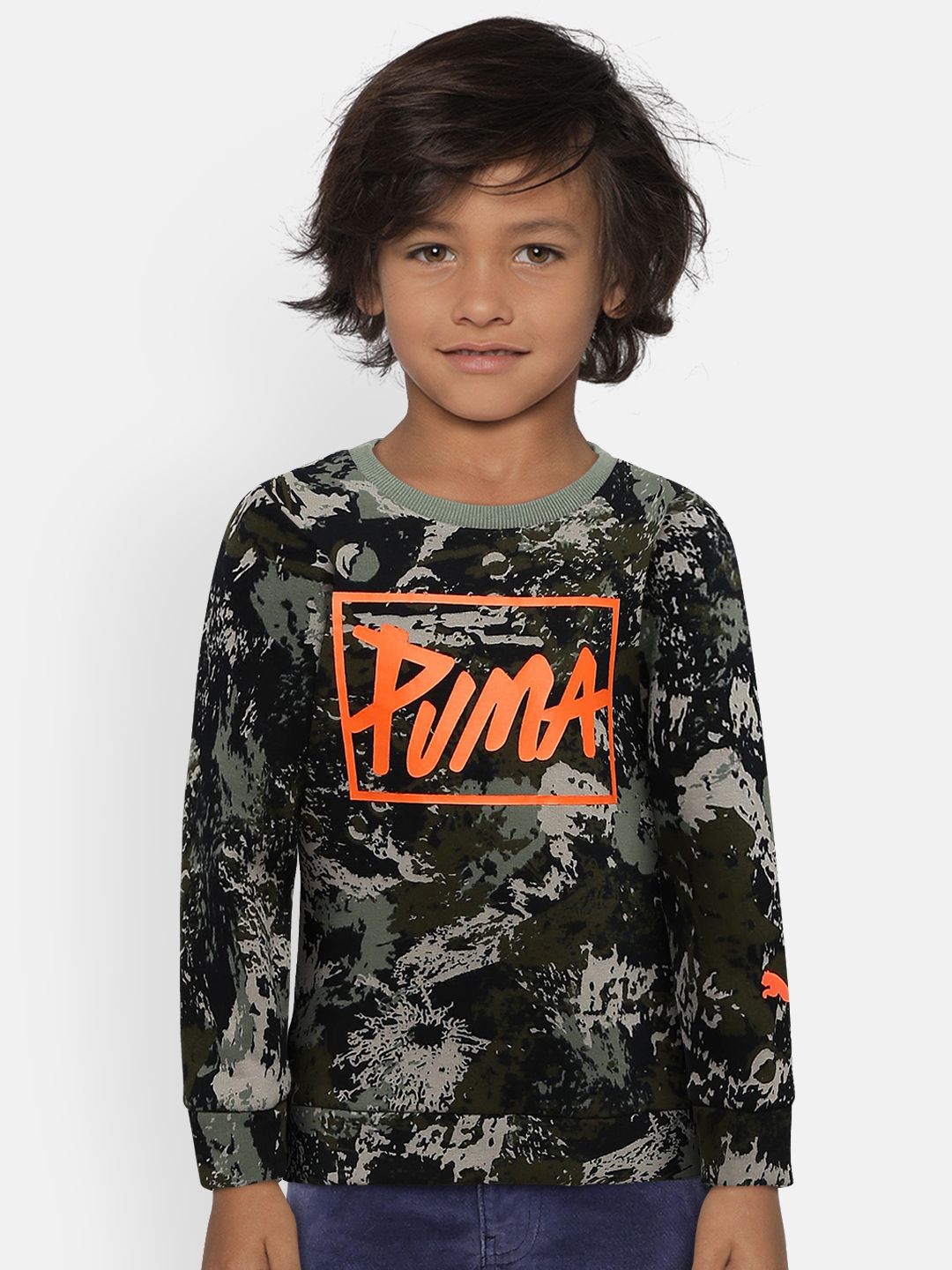 Puma Boys Grey Printed Sweatshirt