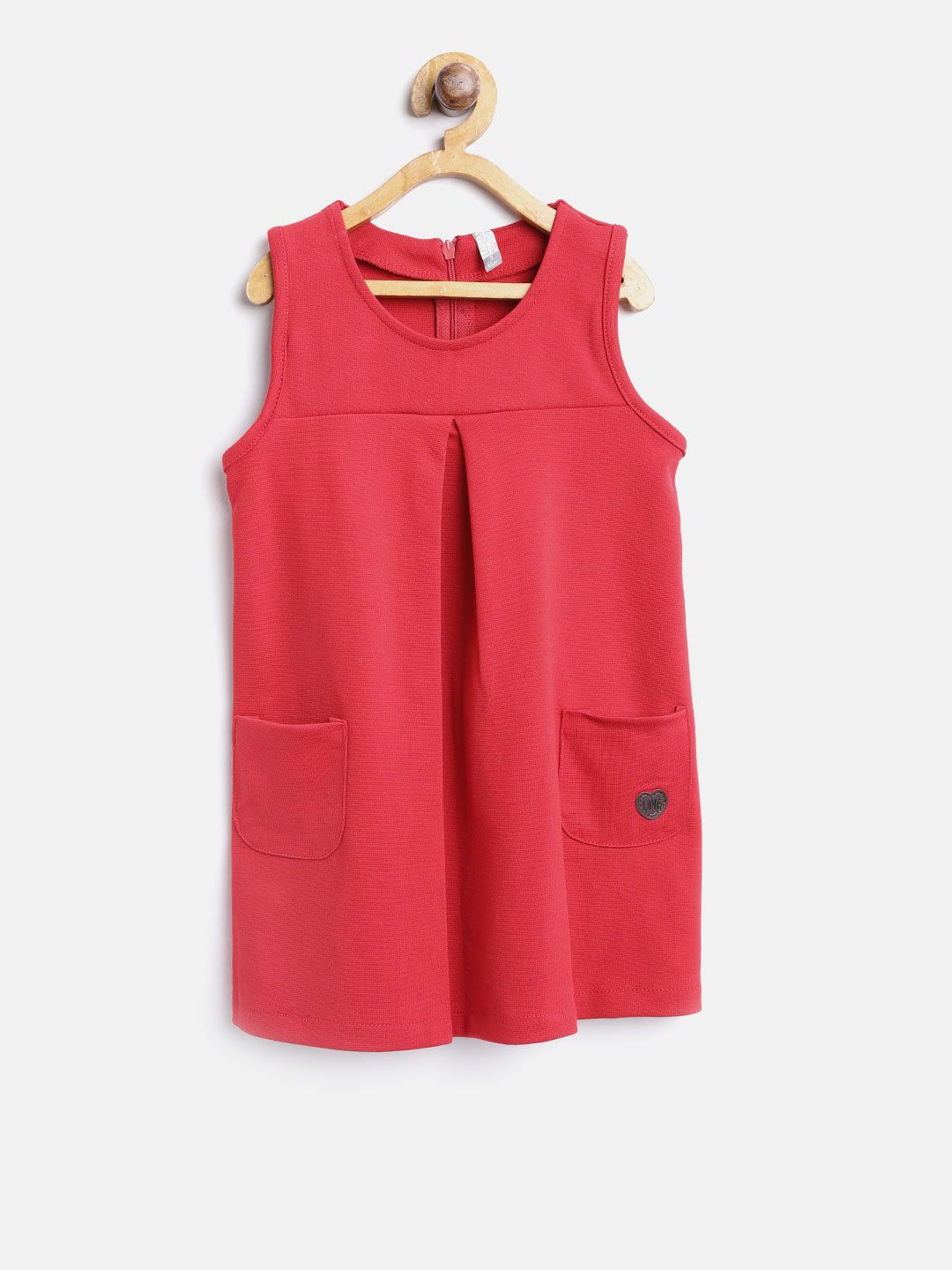 Losan Girls Red Solid Shift Dress