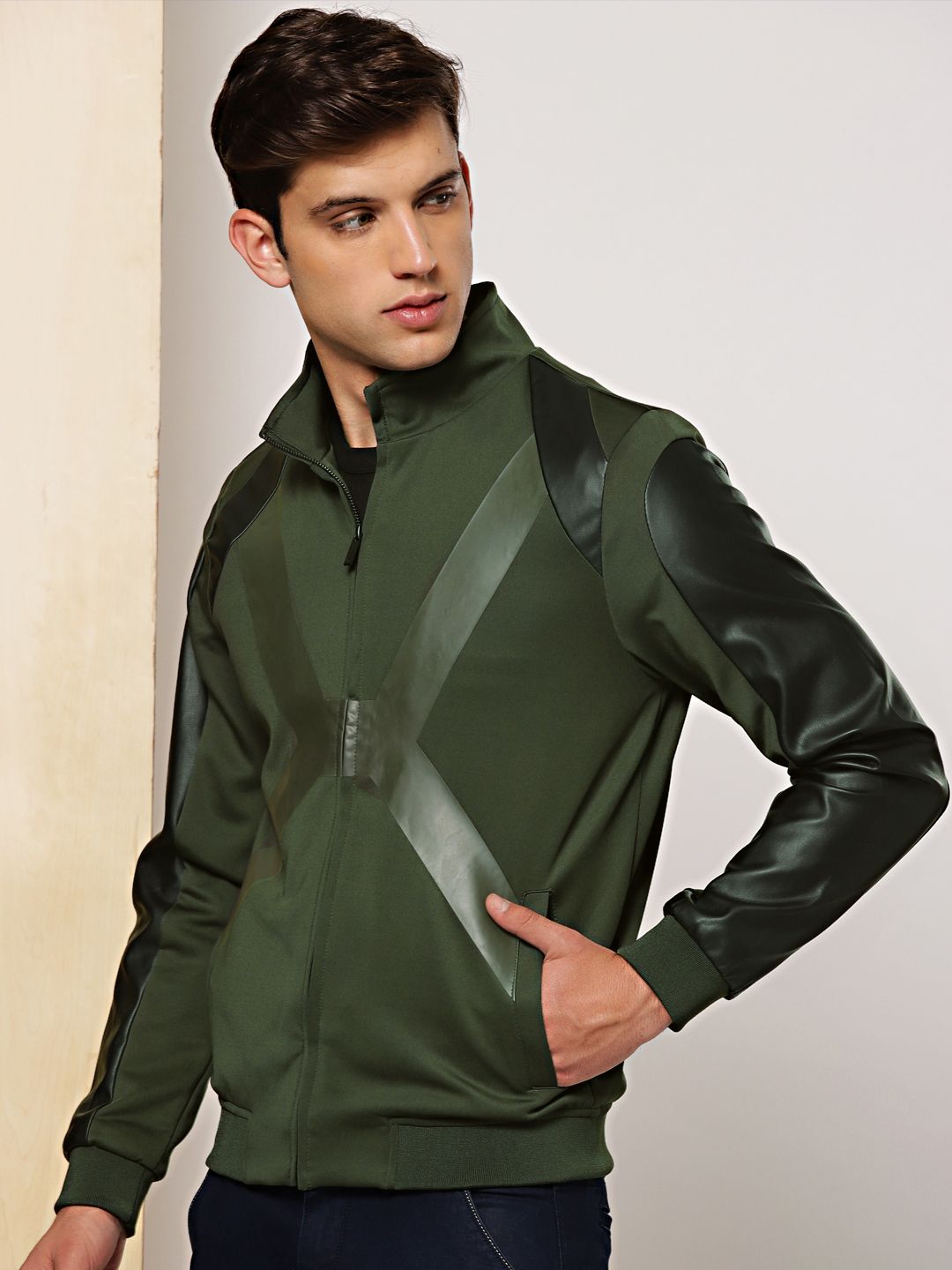 INVICTUS Men Olive Green Printed Bomber