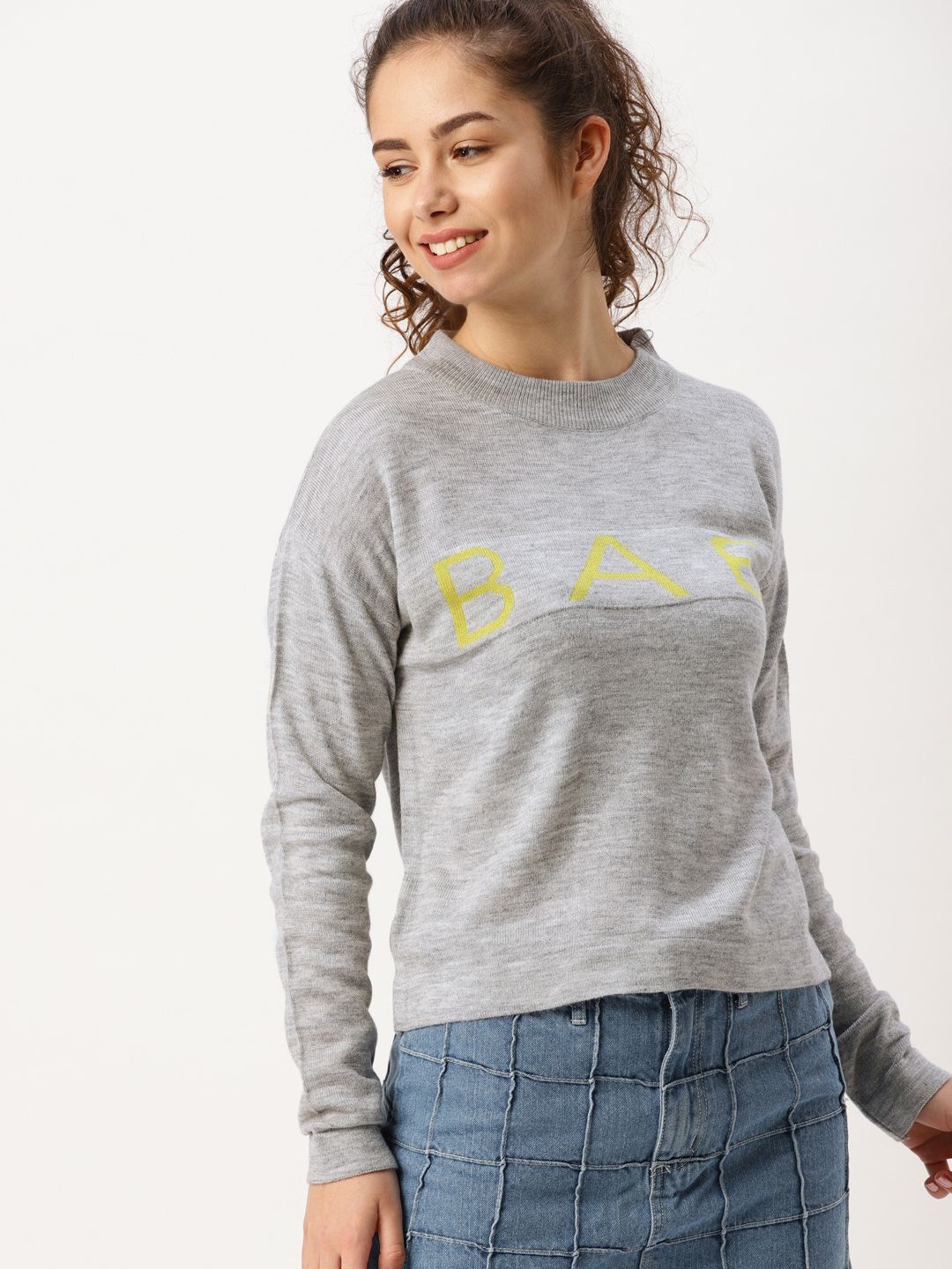 DressBerry Women Grey Printed Pullover