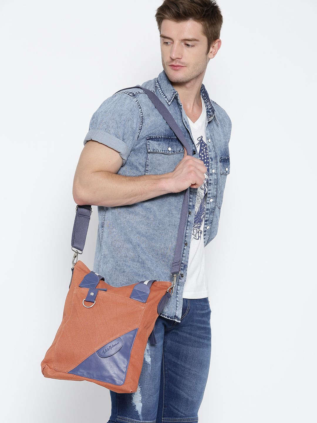 Mast & Harbour Rust Brown Messenger Bag with Sling Strap