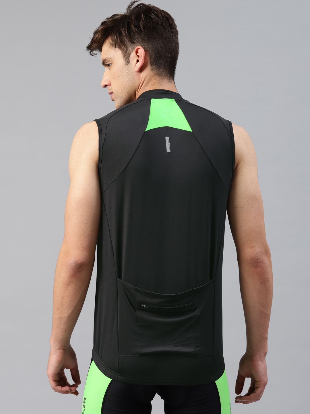 HRX by Hrithik Roshan Men Black Solid High Neck Sleeveless Cycling T-shirt