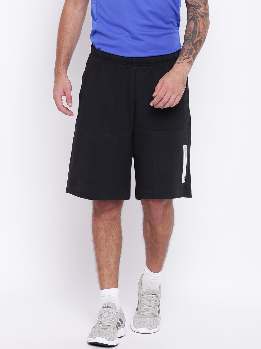 Black Solid Nmd Sports Shorts