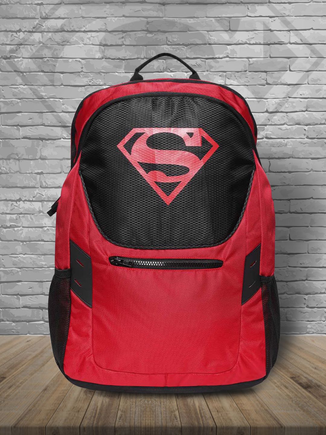 Kook N Keech Superman Unisex Maroon & Black Brand Logo Laptop Backpack