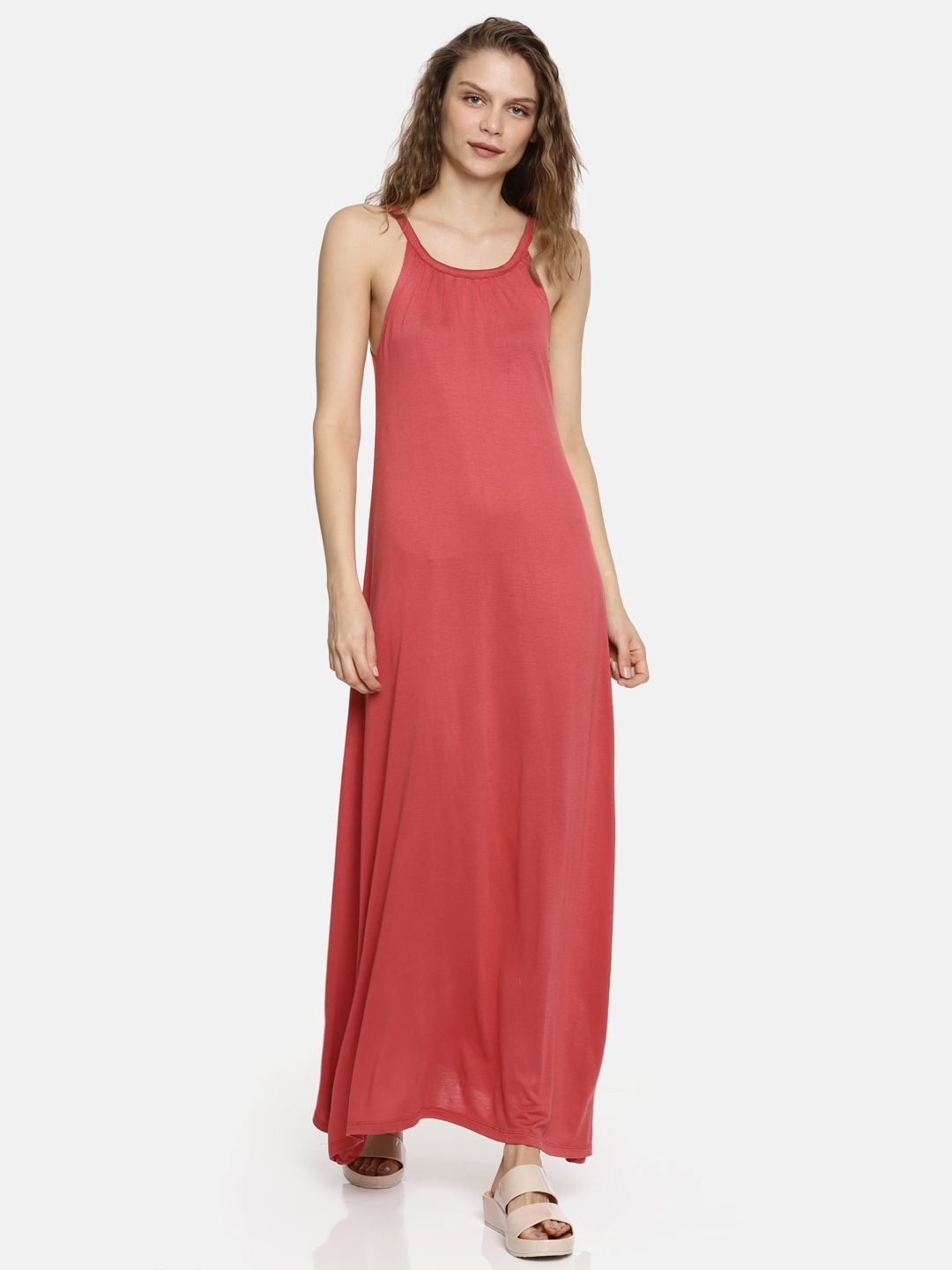 DressBerry Women Red Solid Maxi Dress