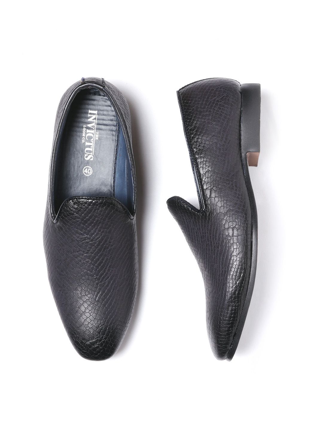 INVICTUS Men Navy Textured Semiformal Slip-Ons